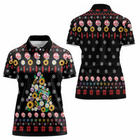Hippie Xmas Women Polo Shirt Hippie Flower Christmas Tree - Wonder Print Shop