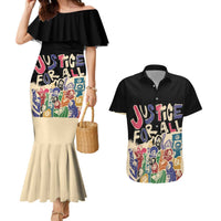 African Stand Firm Justice Now Couples Matching Mermaid Dress and Hawaiian Shirt
