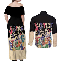 African Stand Firm Justice Now Couples Matching Off Shoulder Maxi Dress and Long Sleeve Button Shirt