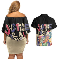 African Stand Firm Justice Now Couples Matching Off Shoulder Short Dress and Hawaiian Shirt