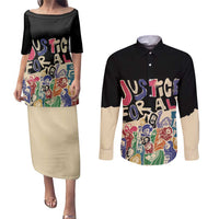 African Stand Firm Justice Now Couples Matching Puletasi and Long Sleeve Button Shirt