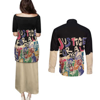 African Stand Firm Justice Now Couples Matching Puletasi and Long Sleeve Button Shirt