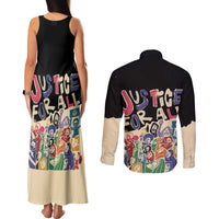African Stand Firm Justice Now Couples Matching Tank Maxi Dress and Long Sleeve Button Shirt