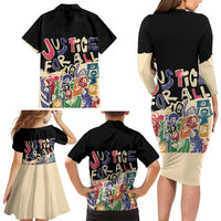 African Stand Firm Justice Now Family Matching Long Sleeve Bodycon Dress and Hawaiian Shirt