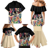 African Stand Firm Justice Now Family Matching Mermaid Dress and Hawaiian Shirt