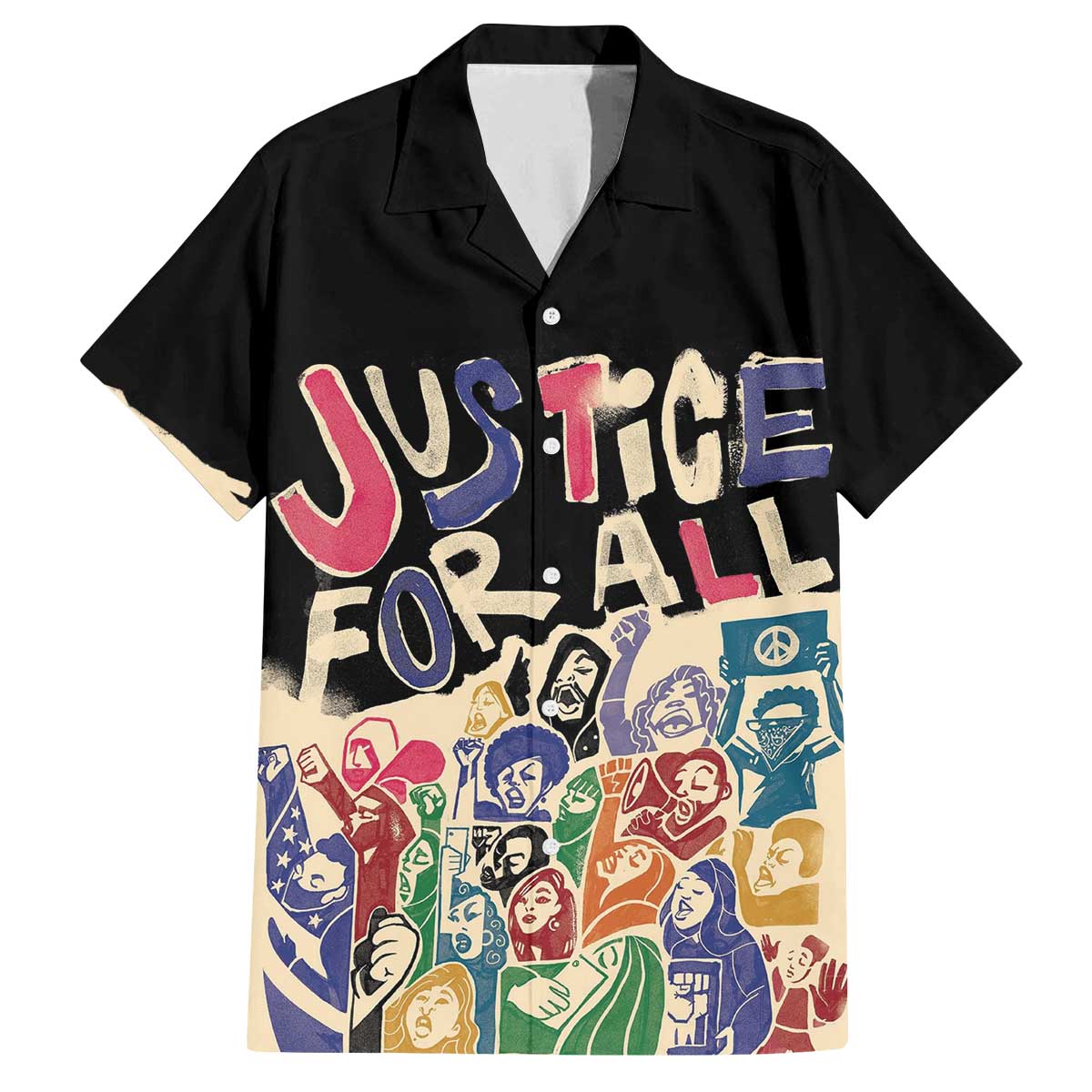 African Stand Firm Justice Now Family Matching Off The Shoulder Long Sleeve Dress and Hawaiian Shirt