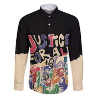African Stand Firm Justice Now Family Matching Off The Shoulder Long Sleeve Dress and Hawaiian Shirt