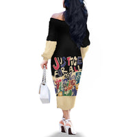 African Stand Firm Justice Now Family Matching Off The Shoulder Long Sleeve Dress and Hawaiian Shirt