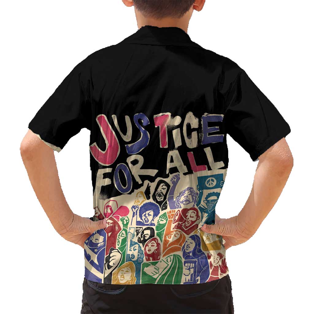 African Stand Firm Justice Now Family Matching Off Shoulder Maxi Dress and Hawaiian Shirt