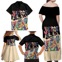 African Stand Firm Justice Now Family Matching Off Shoulder Maxi Dress and Hawaiian Shirt