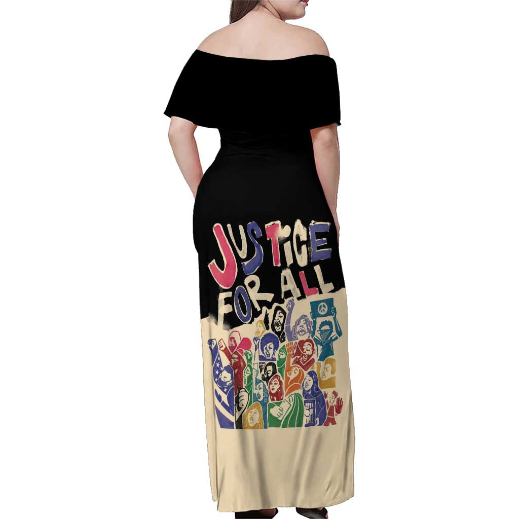 African Stand Firm Justice Now Family Matching Off Shoulder Maxi Dress and Hawaiian Shirt
