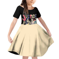 African Stand Firm Justice Now Family Matching Off Shoulder Short Dress and Hawaiian Shirt