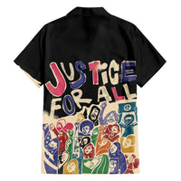 African Stand Firm Justice Now Family Matching Off Shoulder Short Dress and Hawaiian Shirt