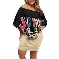 African Stand Firm Justice Now Family Matching Off Shoulder Short Dress and Hawaiian Shirt
