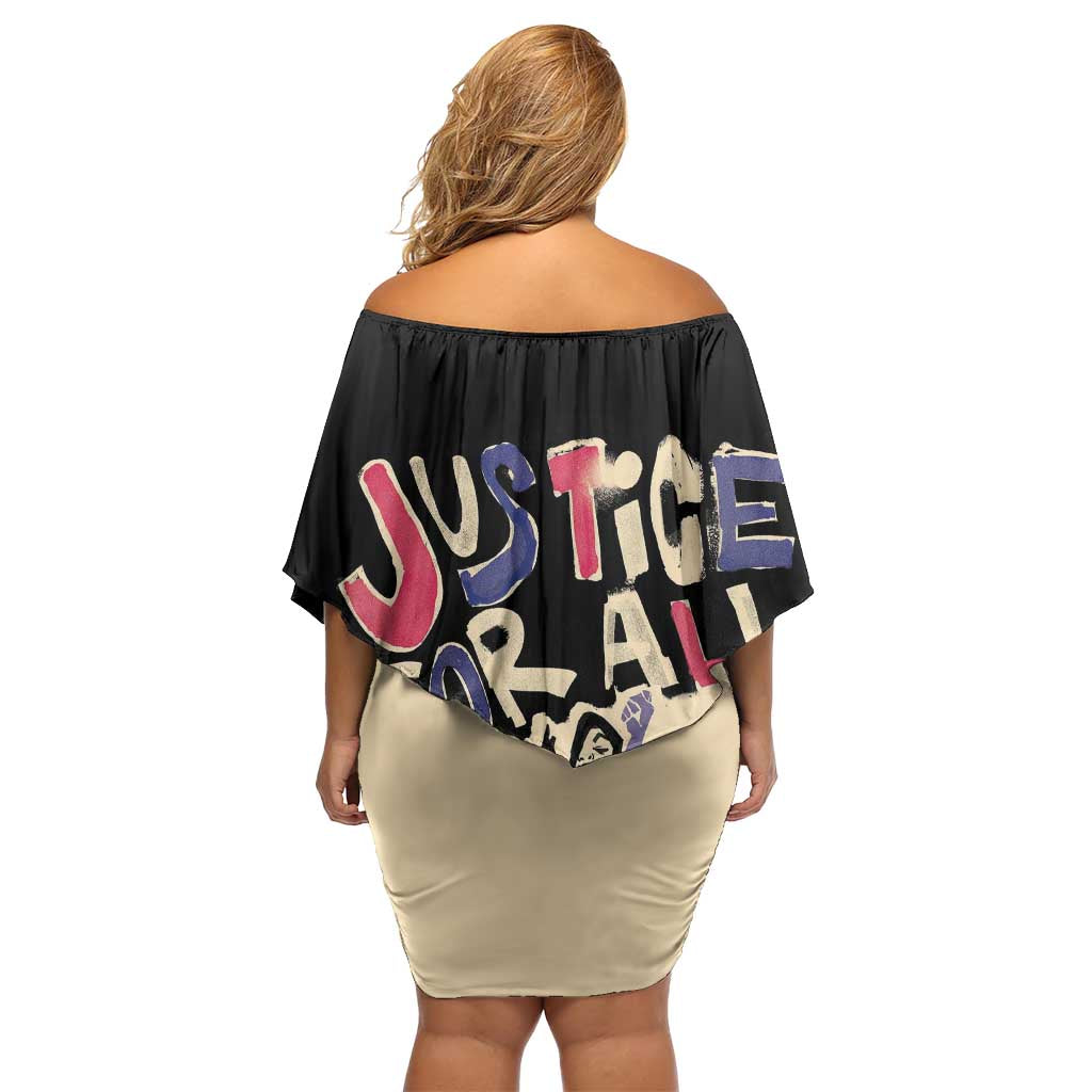 African Stand Firm Justice Now Family Matching Off Shoulder Short Dress and Hawaiian Shirt