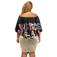 African Stand Firm Justice Now Family Matching Off Shoulder Short Dress and Hawaiian Shirt