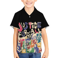 African Stand Firm Justice Now Family Matching Off Shoulder Short Dress and Hawaiian Shirt