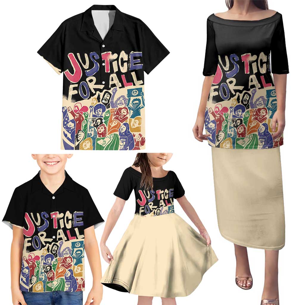 African Stand Firm Justice Now Family Matching Puletasi and Hawaiian Shirt