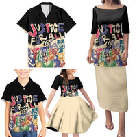 African Stand Firm Justice Now Family Matching Puletasi and Hawaiian Shirt
