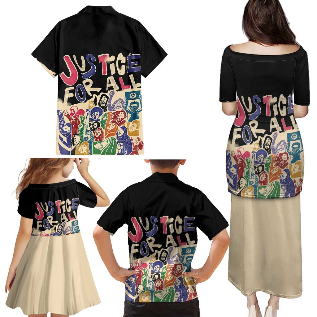 African Stand Firm Justice Now Family Matching Puletasi and Hawaiian Shirt