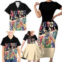 African Stand Firm Justice Now Family Matching Short Sleeve Bodycon Dress and Hawaiian Shirt