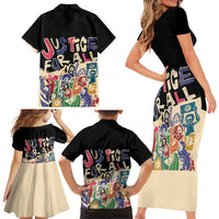 African Stand Firm Justice Now Family Matching Short Sleeve Bodycon Dress and Hawaiian Shirt