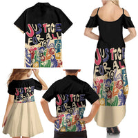 African Stand Firm Justice Now Family Matching Summer Maxi Dress and Hawaiian Shirt