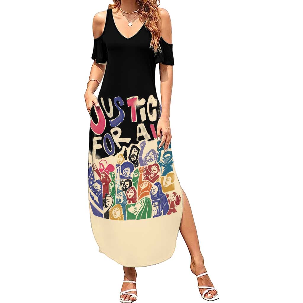 African Stand Firm Justice Now Family Matching Summer Maxi Dress and Hawaiian Shirt
