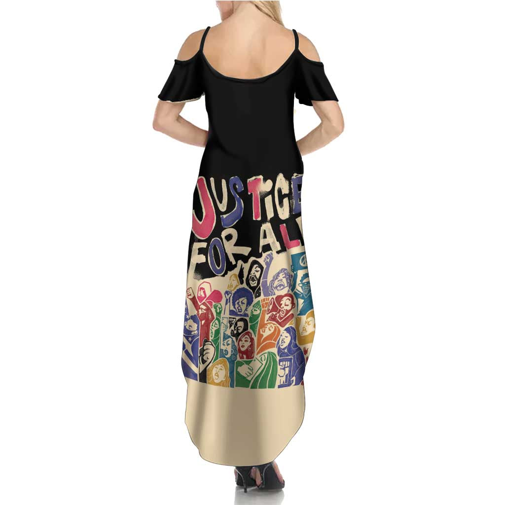 African Stand Firm Justice Now Family Matching Summer Maxi Dress and Hawaiian Shirt