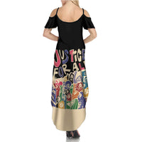 African Stand Firm Justice Now Family Matching Summer Maxi Dress and Hawaiian Shirt
