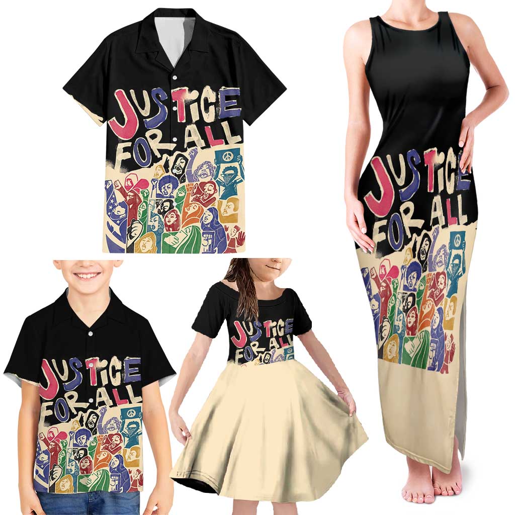 African Stand Firm Justice Now Family Matching Tank Maxi Dress and Hawaiian Shirt