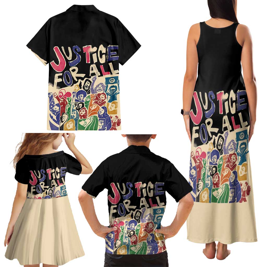 African Stand Firm Justice Now Family Matching Tank Maxi Dress and Hawaiian Shirt