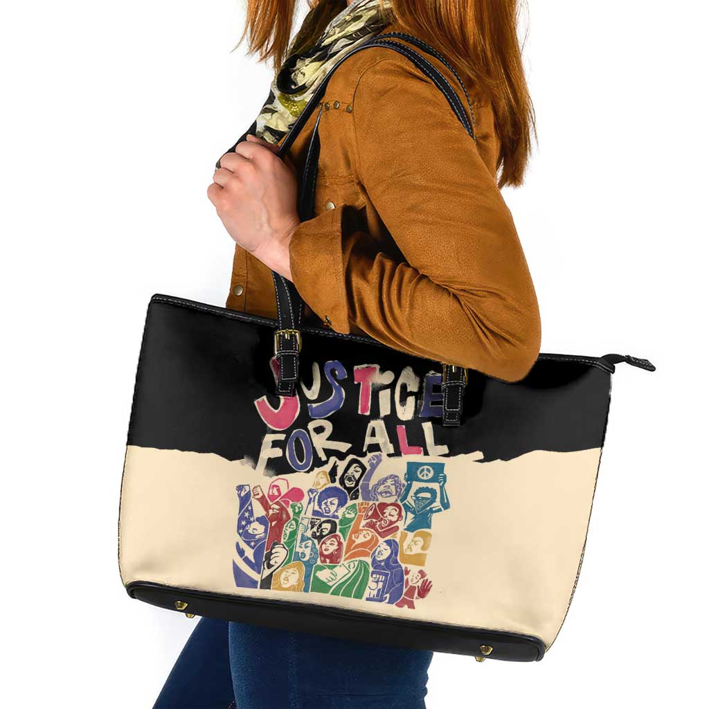 African Stand Firm Justice Now Leather Tote Bag