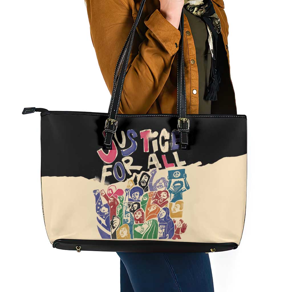 African Stand Firm Justice Now Leather Tote Bag