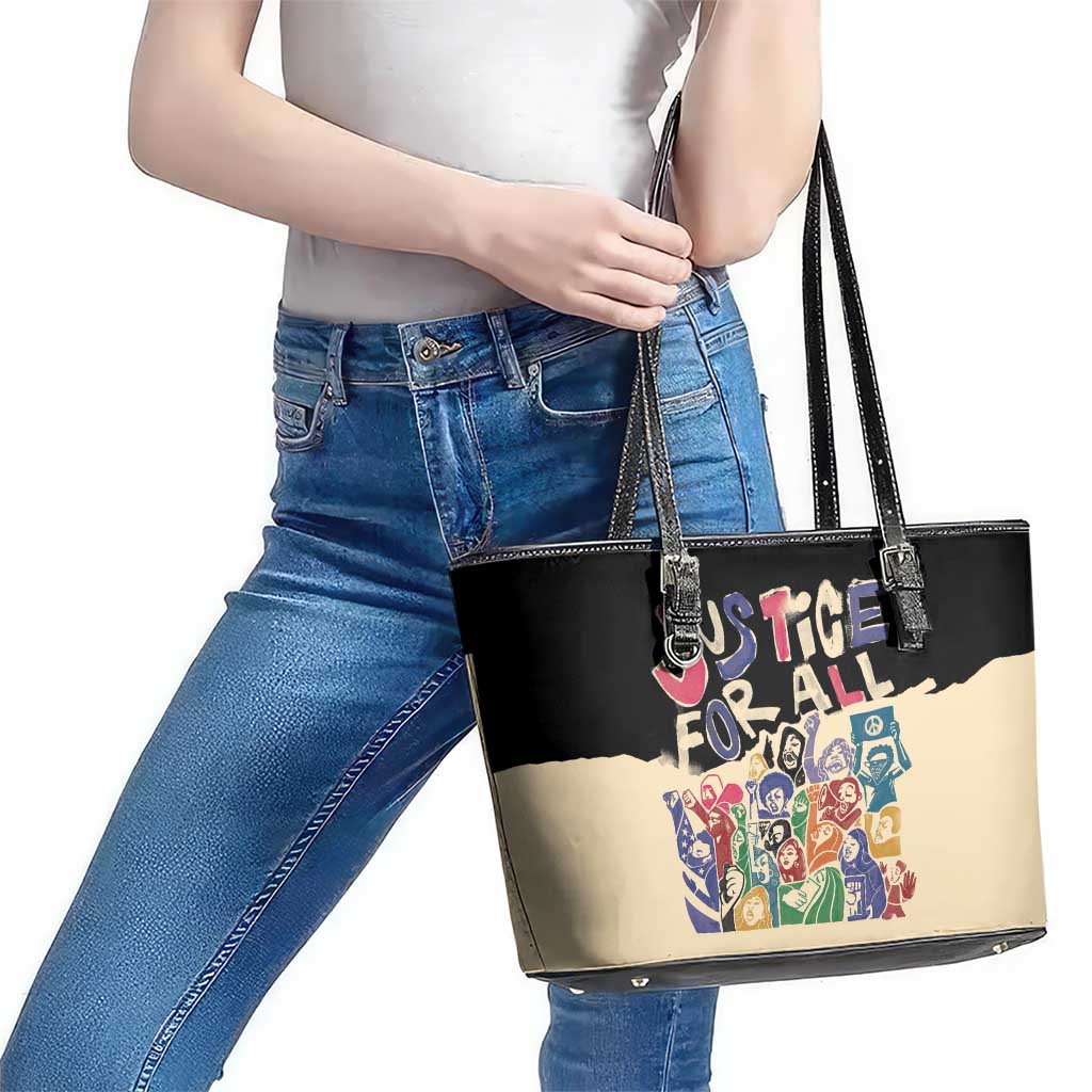 African Stand Firm Justice Now Leather Tote Bag