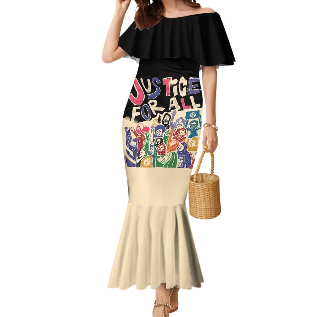African Stand Firm Justice Now Mermaid Dress