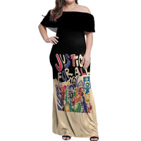 African Stand Firm Justice Now Off Shoulder Maxi Dress