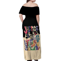 African Stand Firm Justice Now Off Shoulder Maxi Dress
