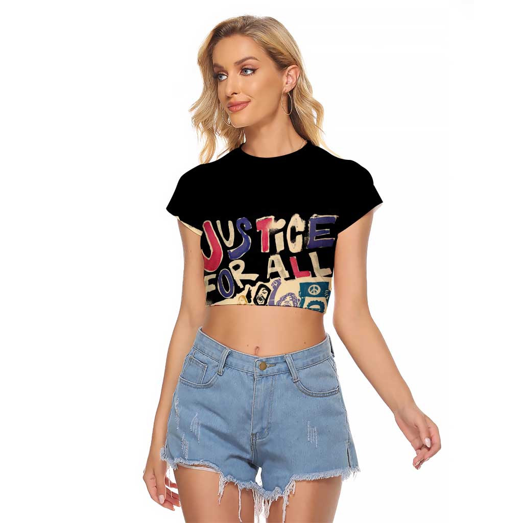 African Stand Firm Justice Now Raglan Cropped T Shirt