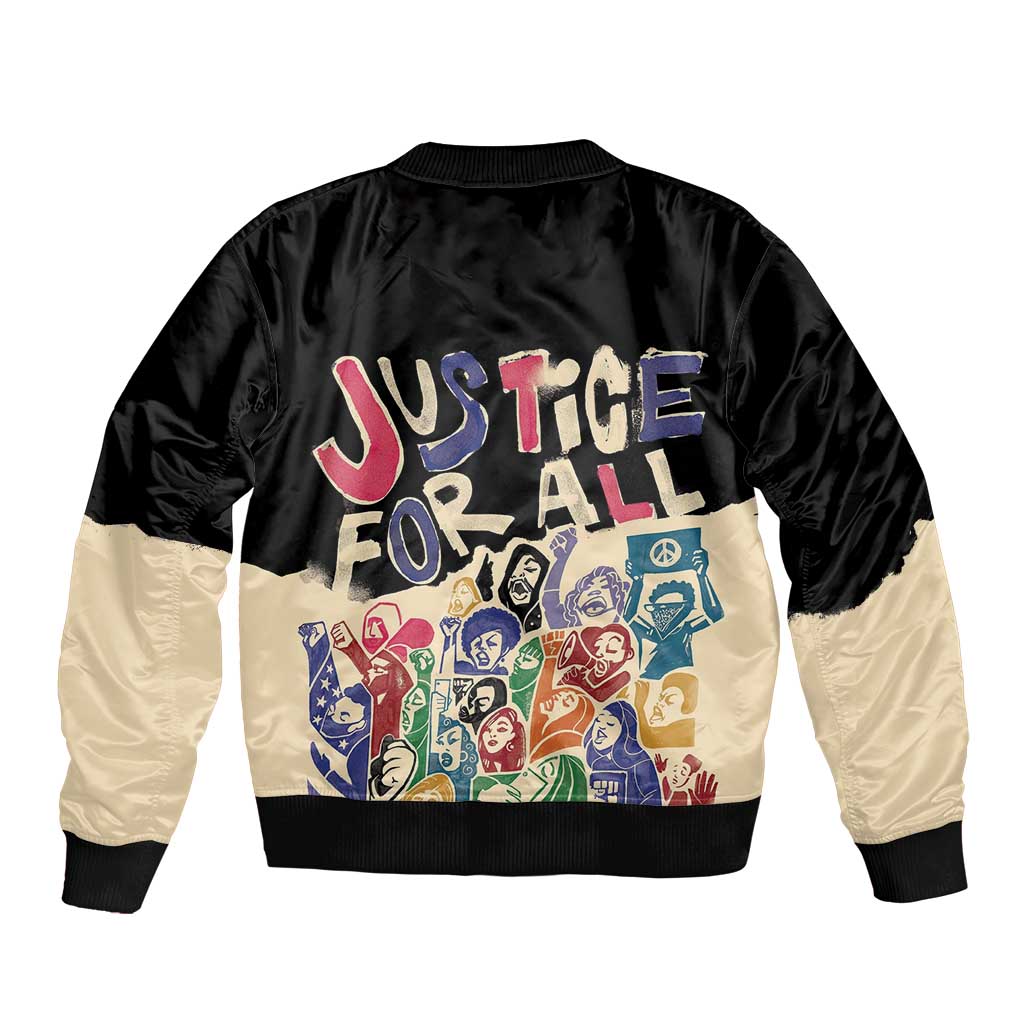 African Stand Firm Justice Now Sleeve Zip Bomber Jacket