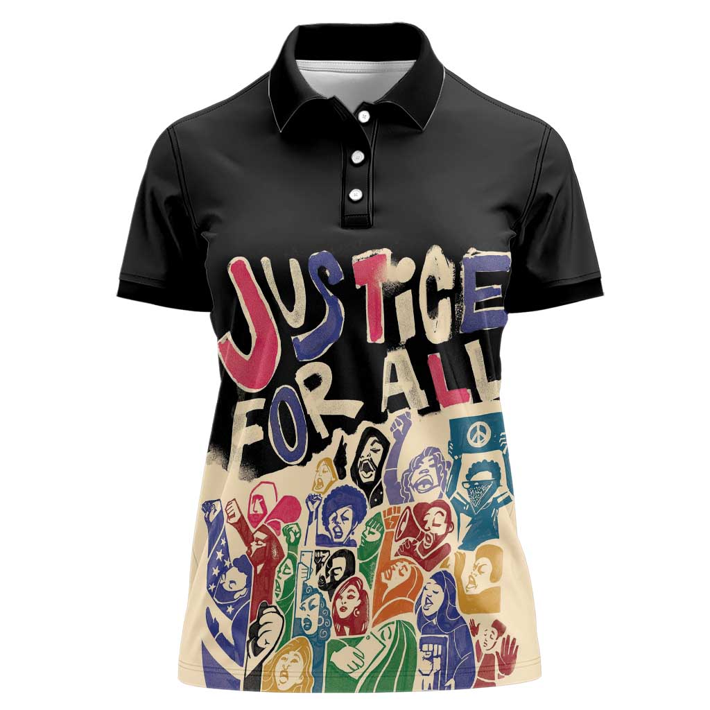 African Stand Firm Justice Now Women Polo Shirt
