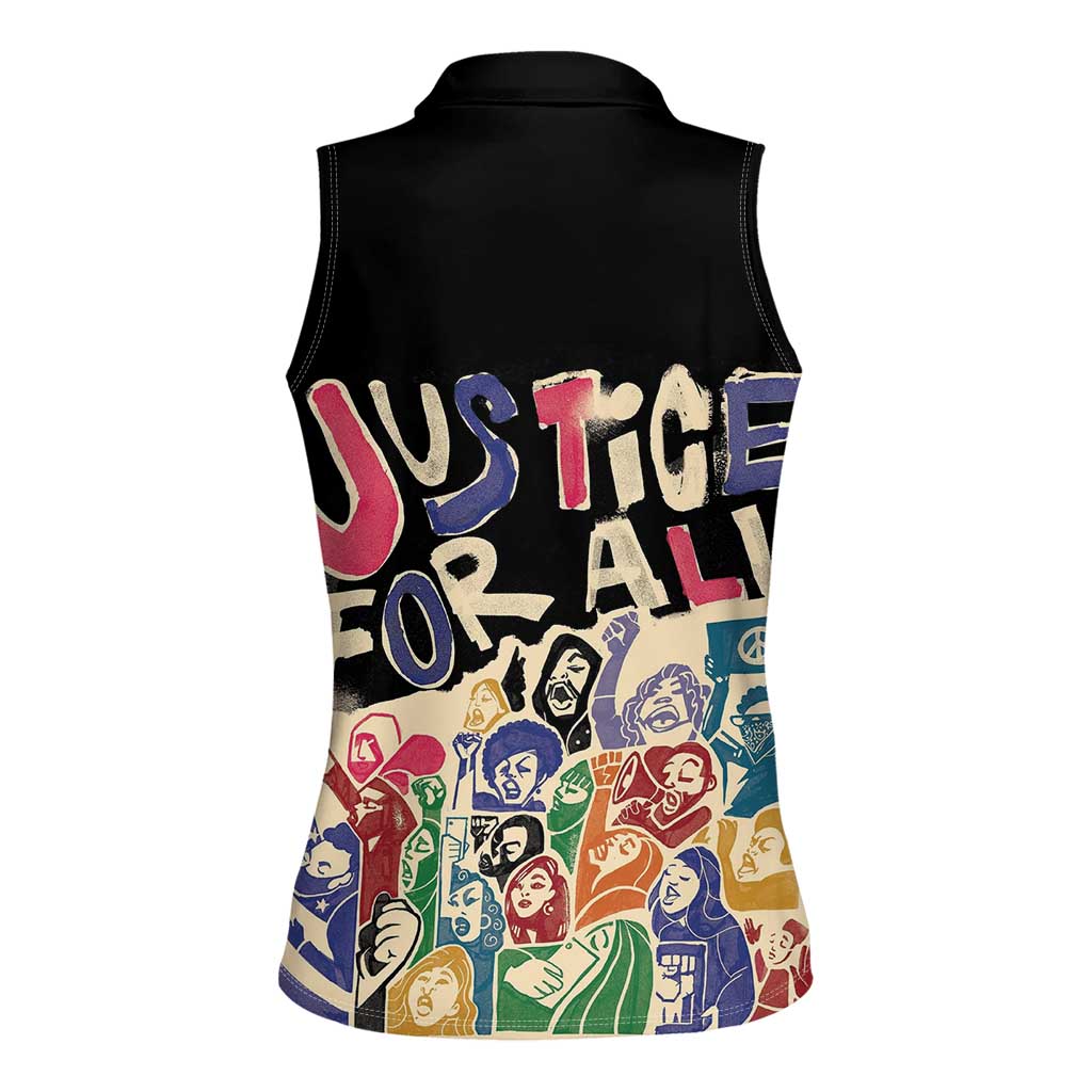 African Stand Firm Justice Now Women Sleeveless Polo Shirt