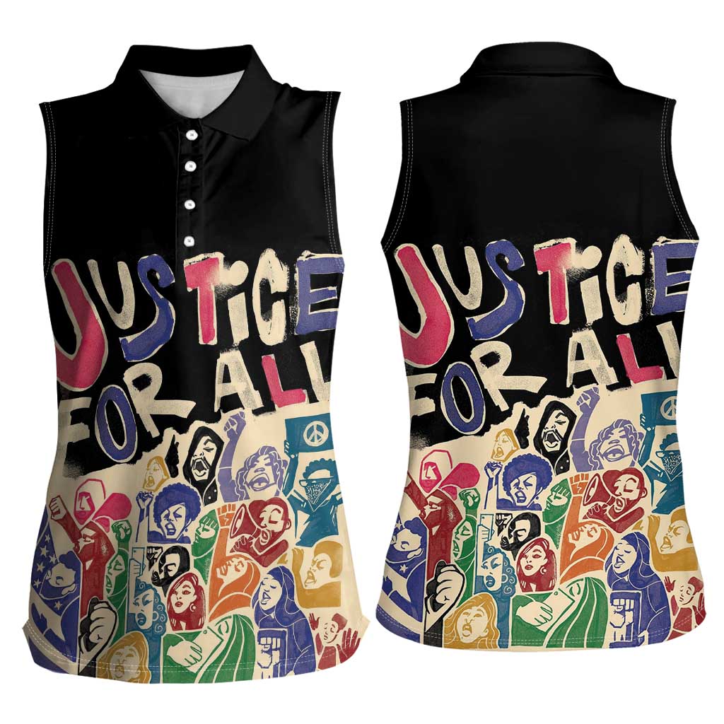 African Stand Firm Justice Now Women Sleeveless Polo Shirt