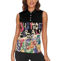 African Stand Firm Justice Now Women Sleeveless Polo Shirt