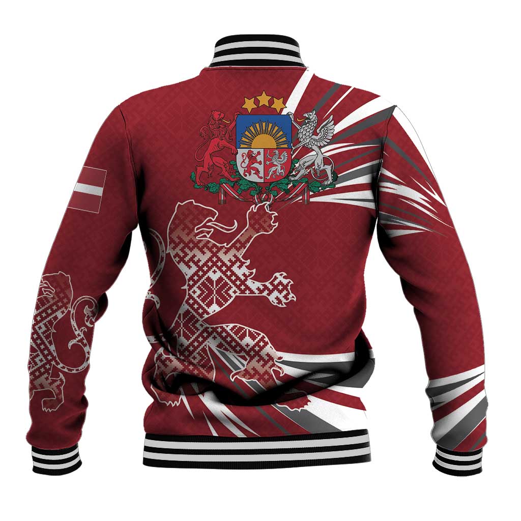 Latvia Baseball Jacket Latvian Lion Traditional Pattern