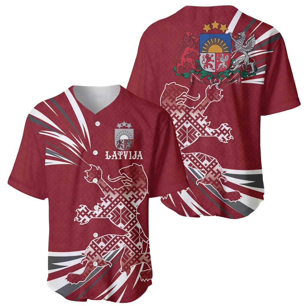 Latvia Baseball Jersey Latvian Lion Traditional Pattern