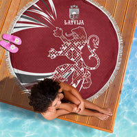 Latvia Beach Blanket Latvian Lion Traditional Pattern
