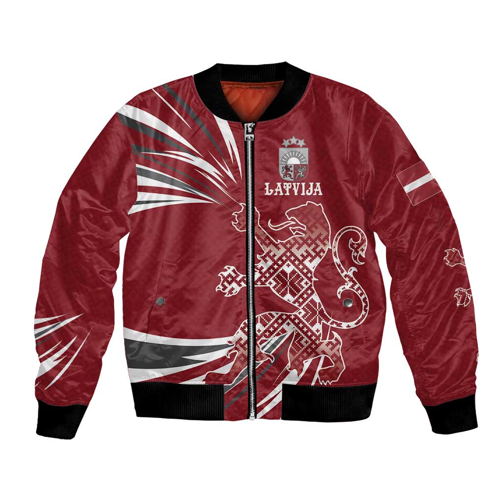Latvia Bomber Jacket Latvian Lion Traditional Pattern