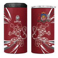 Latvia 4 in 1 Can Cooler Tumbler Latvian Lion Traditional Pattern