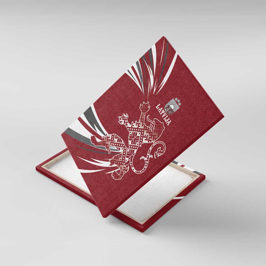 Latvia Canvas Wall Art Latvian Lion Traditional Pattern